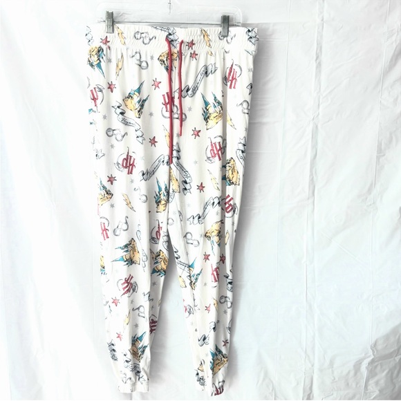 Warner Bros. Pants - Harry Potter White and Red PJ Joggers Pants with Harry Potter Theme SZ 12 NWOT